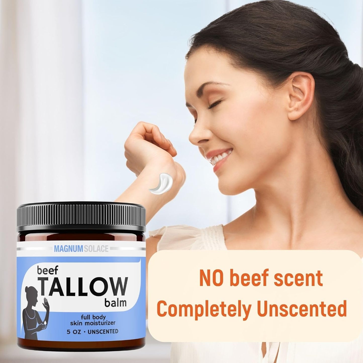 Beef Tallow Balm by Magnum Solace, 5 oz Full Body Skin Moisturizer 