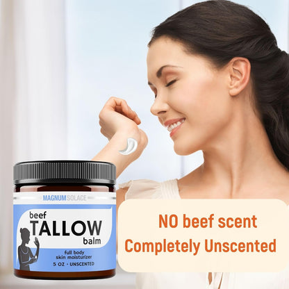 Beef Tallow Balm by Magnum Solace, 5 oz Full Body Skin Moisturizer 