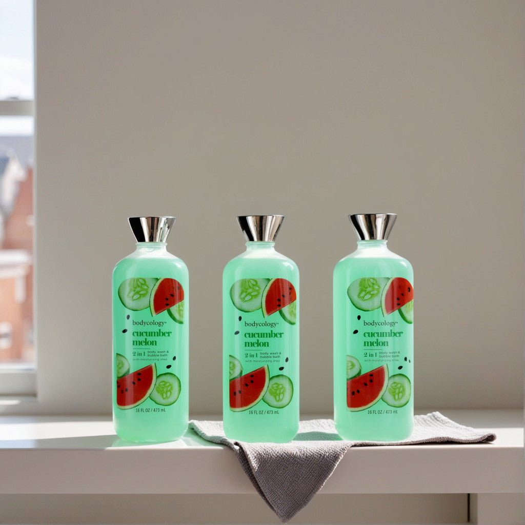 Cucumber Melon by Bodycology, 3 Pack 16oz 2 in 1 Body Wash & Bubble Bath women