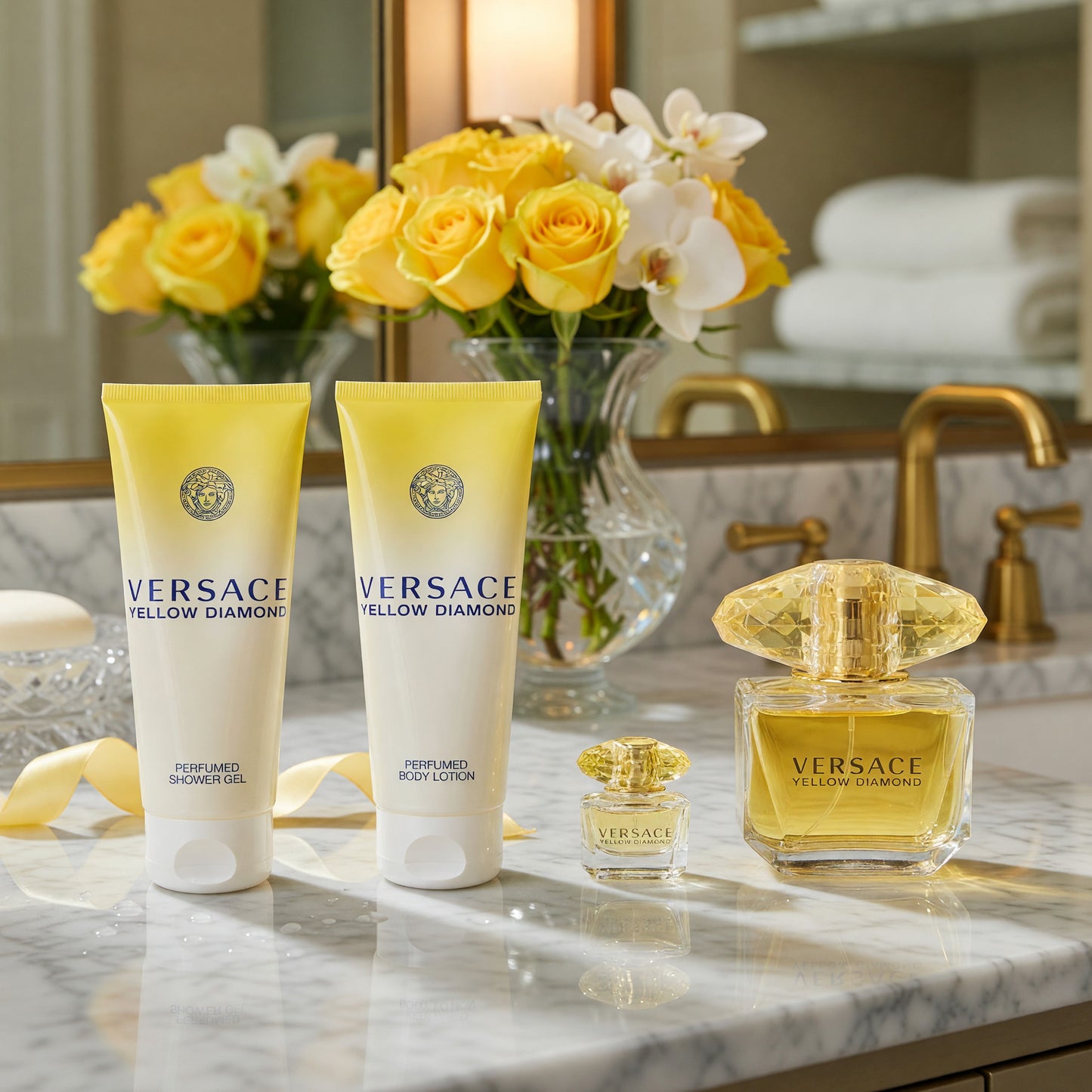 Versace Yellow Diamond by Versace, 4 Piece Gift Set for Women