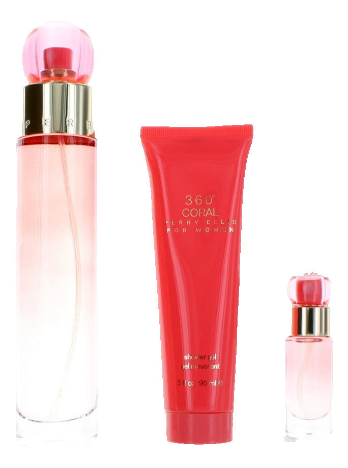 Perry Ellis 360 Coral by Perry Ellis, 4 Piece Gift Set for Women