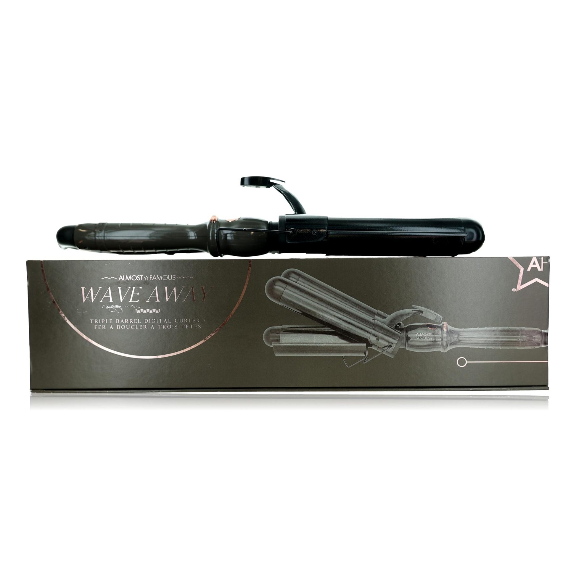 Almost Famous Triple Barrel Clip Curling System by Almost Famous, Charcoal Gray