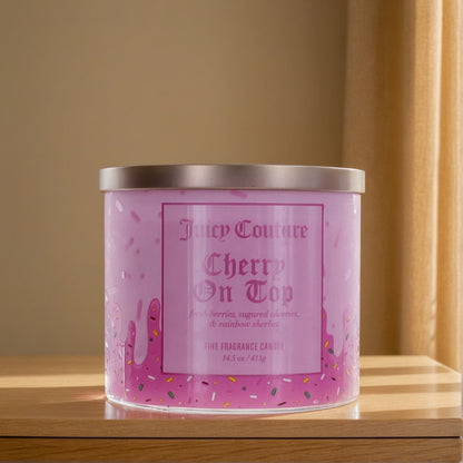 Juicy Couture 14.5 oz Soy Wax Blend 3 Wick Candle - Cherry On Top