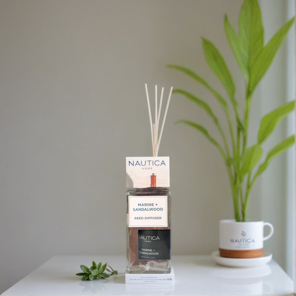 Marine+Sandalwood by Nautica,  4 oz Reed Diffuser - Marine+Sandalwood