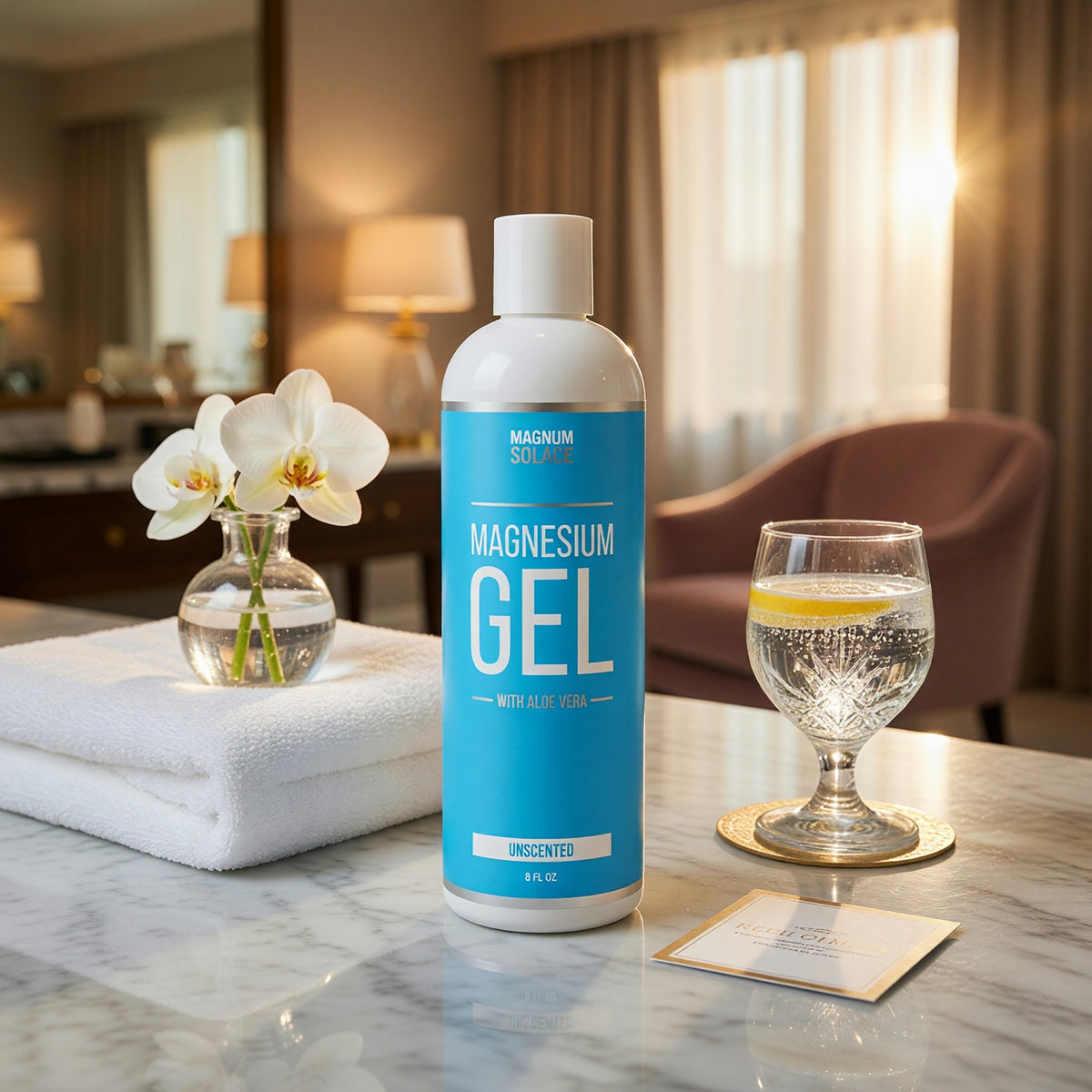 Magnesium Gel with Aloe Vera by Magnum Solace, 8 oz Gel - Unscented 