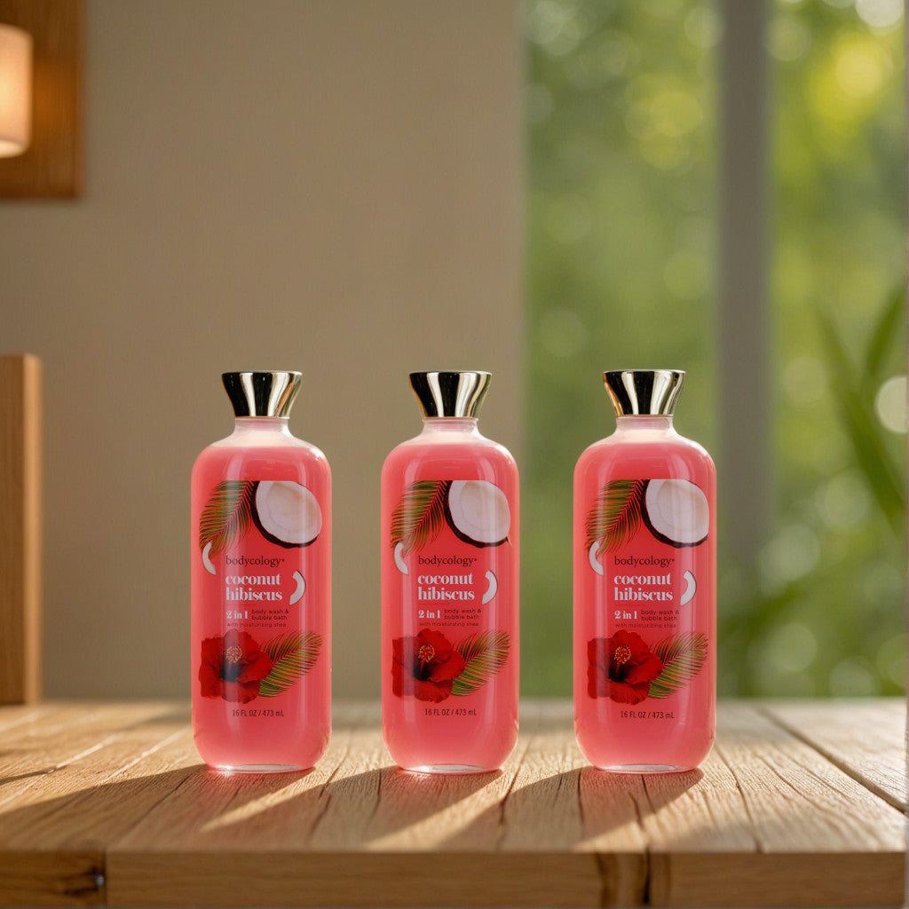 Coconut Hibiscus by Bodycology, 3 Pack 16oz 2 in 1 Body Wash & Bubble Bath women