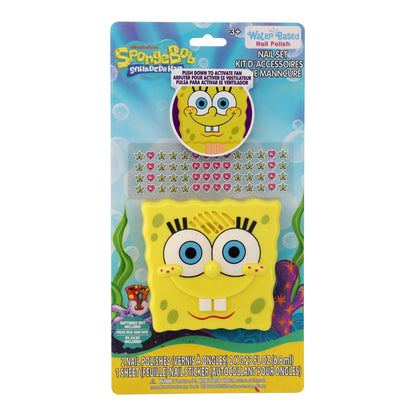 Spongebob Squarepants Nail Set with Nail Dryer, 14 Piece Set for Kids