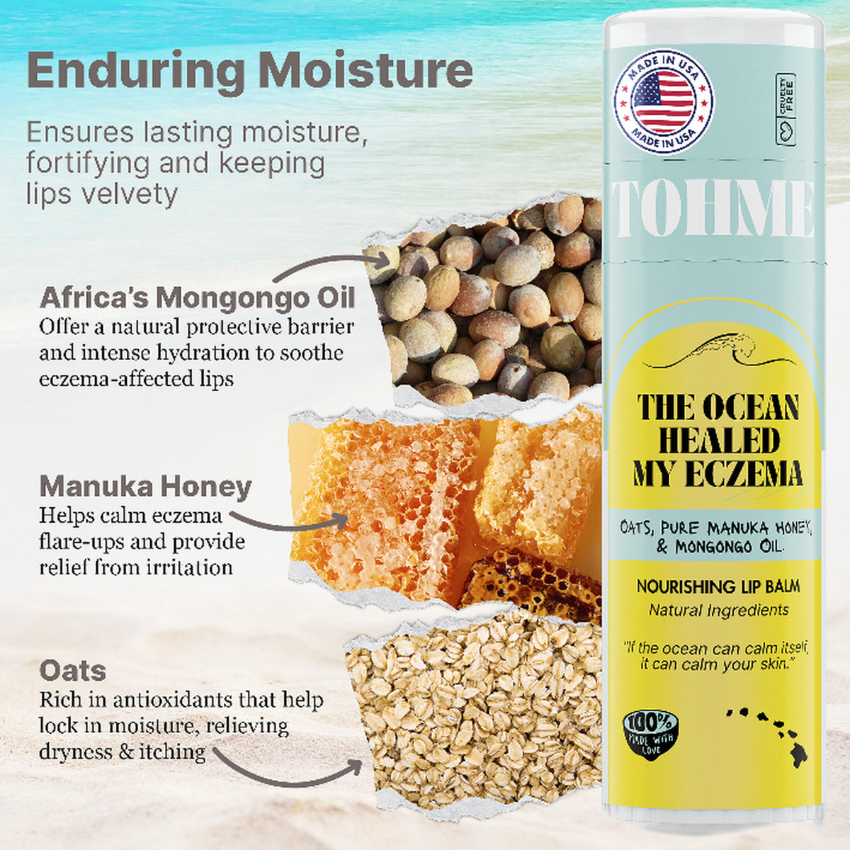 The Ocean Healed My Eczema by Healed By the ocean, Deluxe Size Mongongo Lip Balm