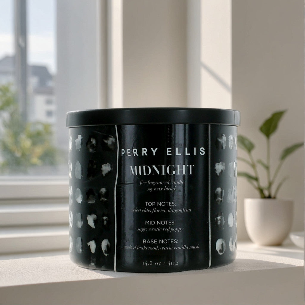 Perry Ellis 14.5 oz Soy Wax Blend 3 Wick Candle - Midnight