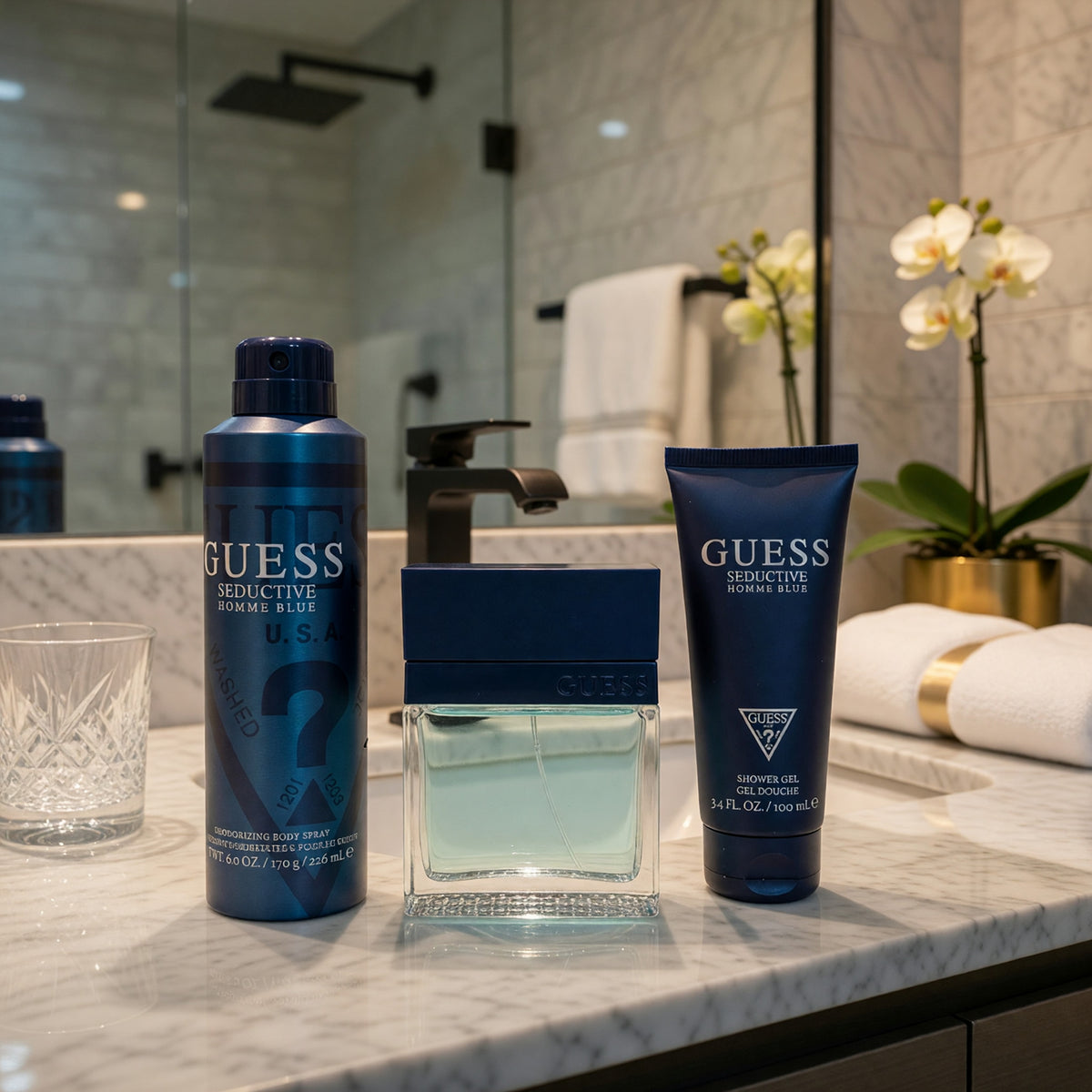 Seductive Homme Blue by Guess, 4 Piece Gift Set for Men