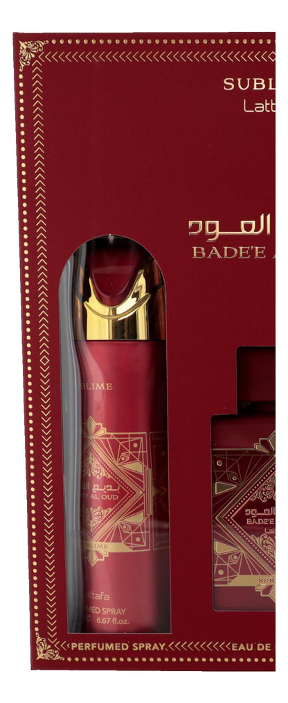 Bad'e Al Oud Sublime by Lattafa, 3 Piece Gift Set for Unisex