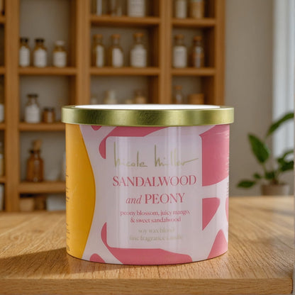 Nicole Miller 14.5oz Soy Wax Blend 3 Wick Candle - Sandalwood and Peony