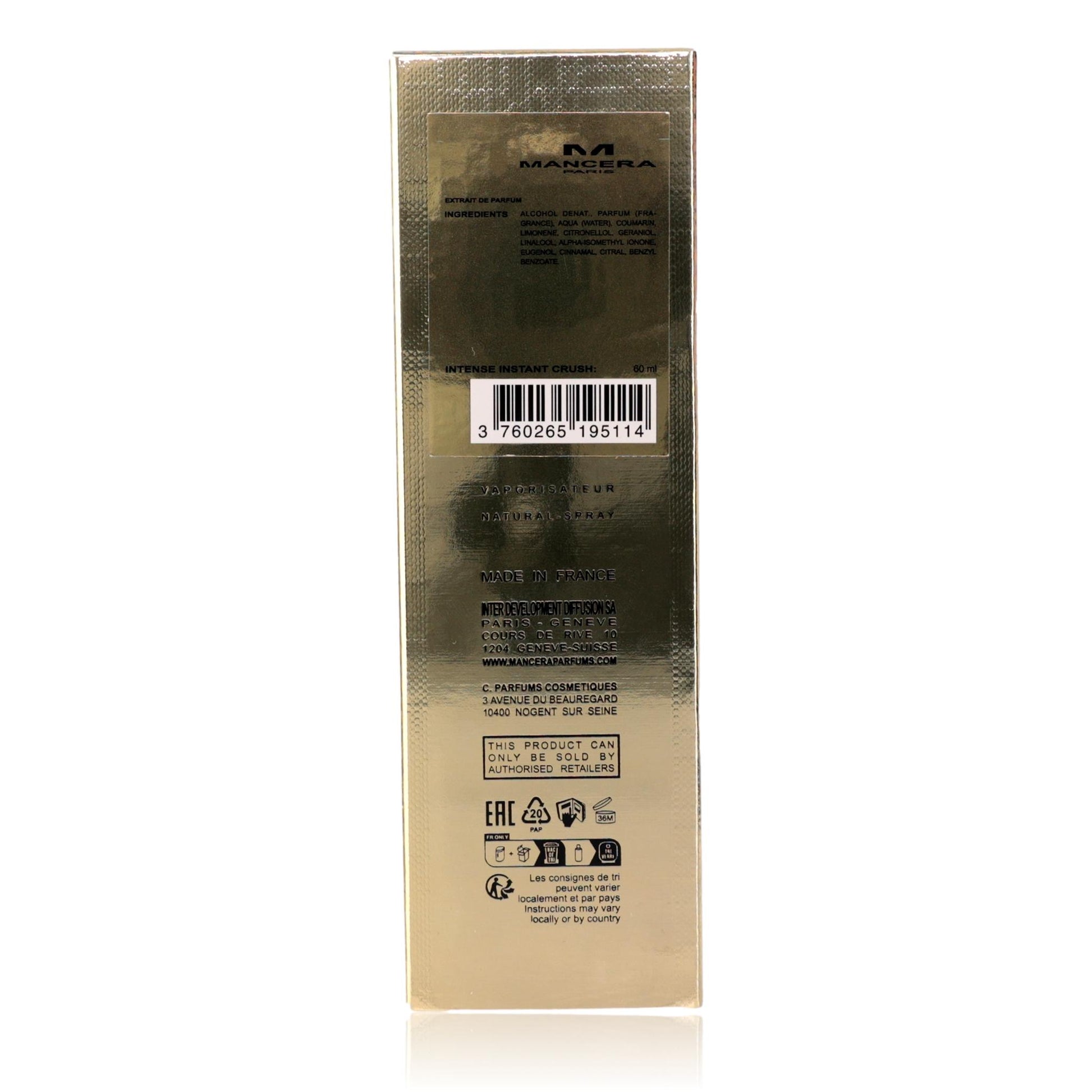 Mancera Intense Instant Crush by Mancera, 2oz Extrait de Parfum for Unisex