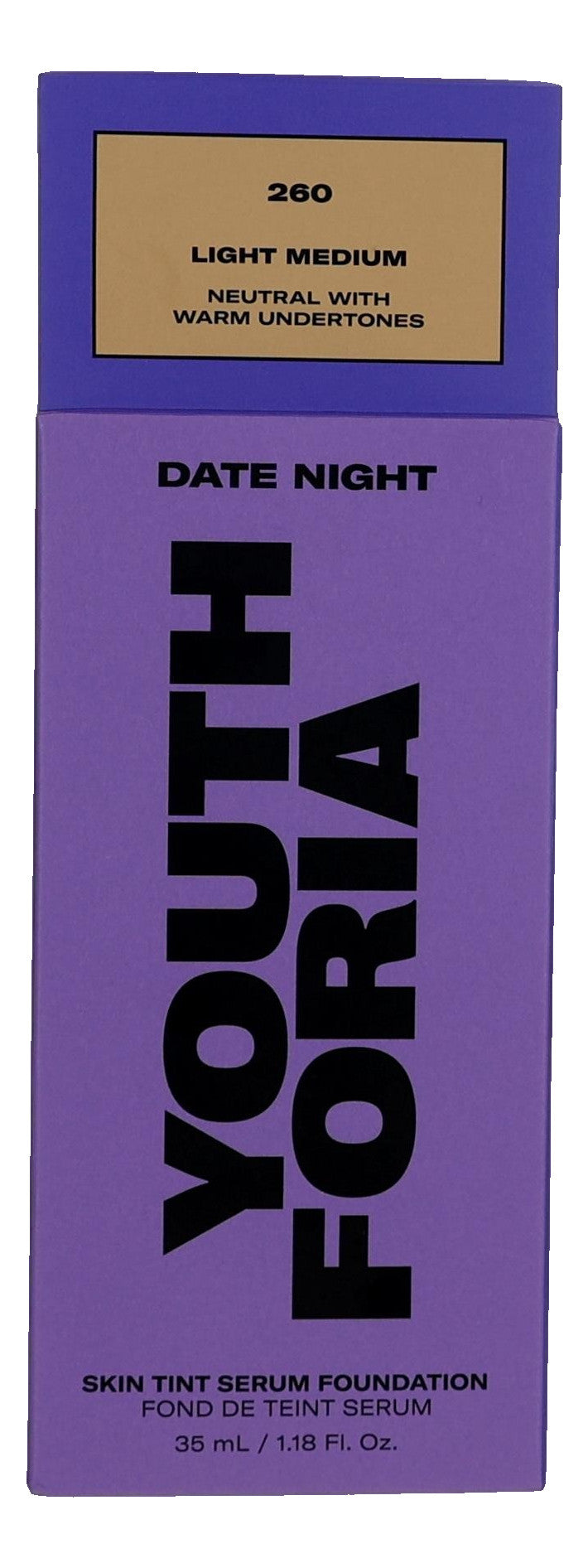 Date Night by Youthforia, 1.18oz Skin Tint Serum Foundation - 260 Light Medium  - 260 Light Medium