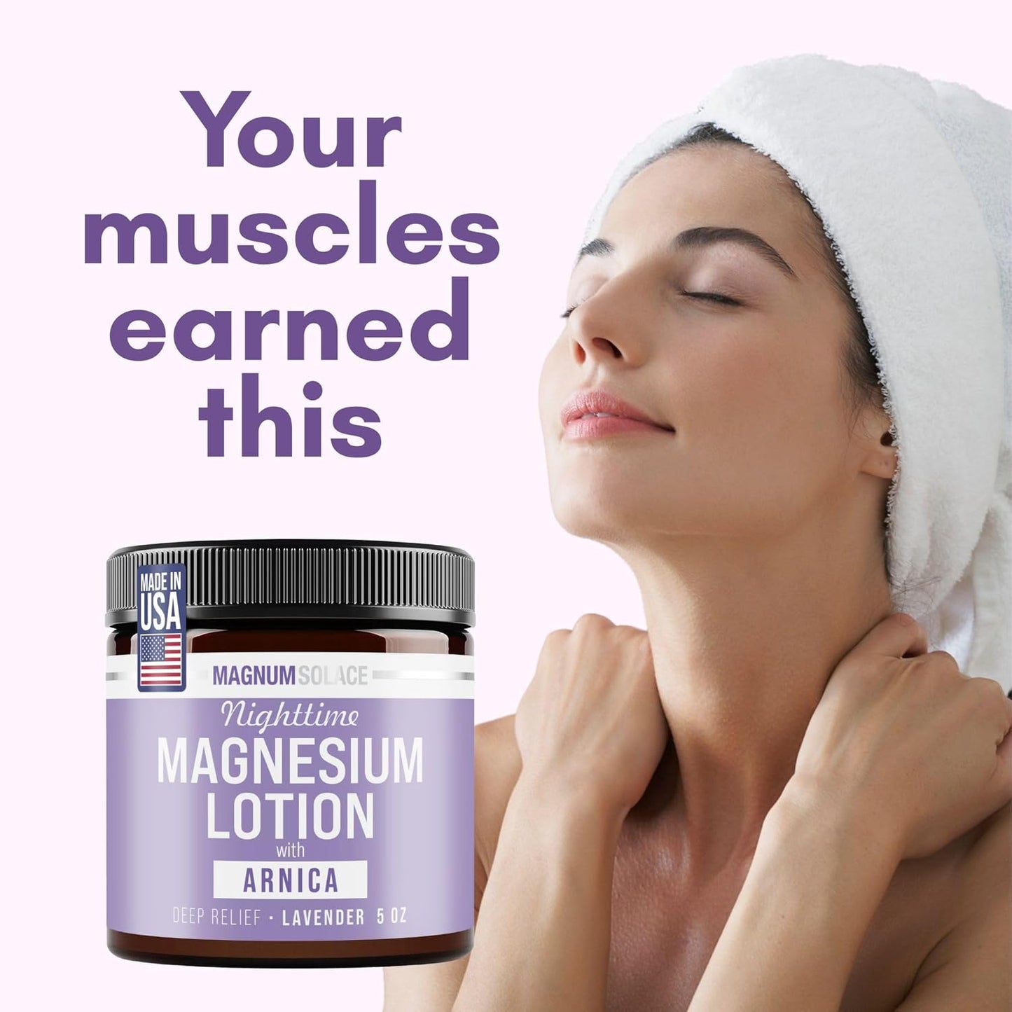 Nighttime Magnesium Lotion with Arnica by Magnum Solace, 5oz Lotion - Lavender
