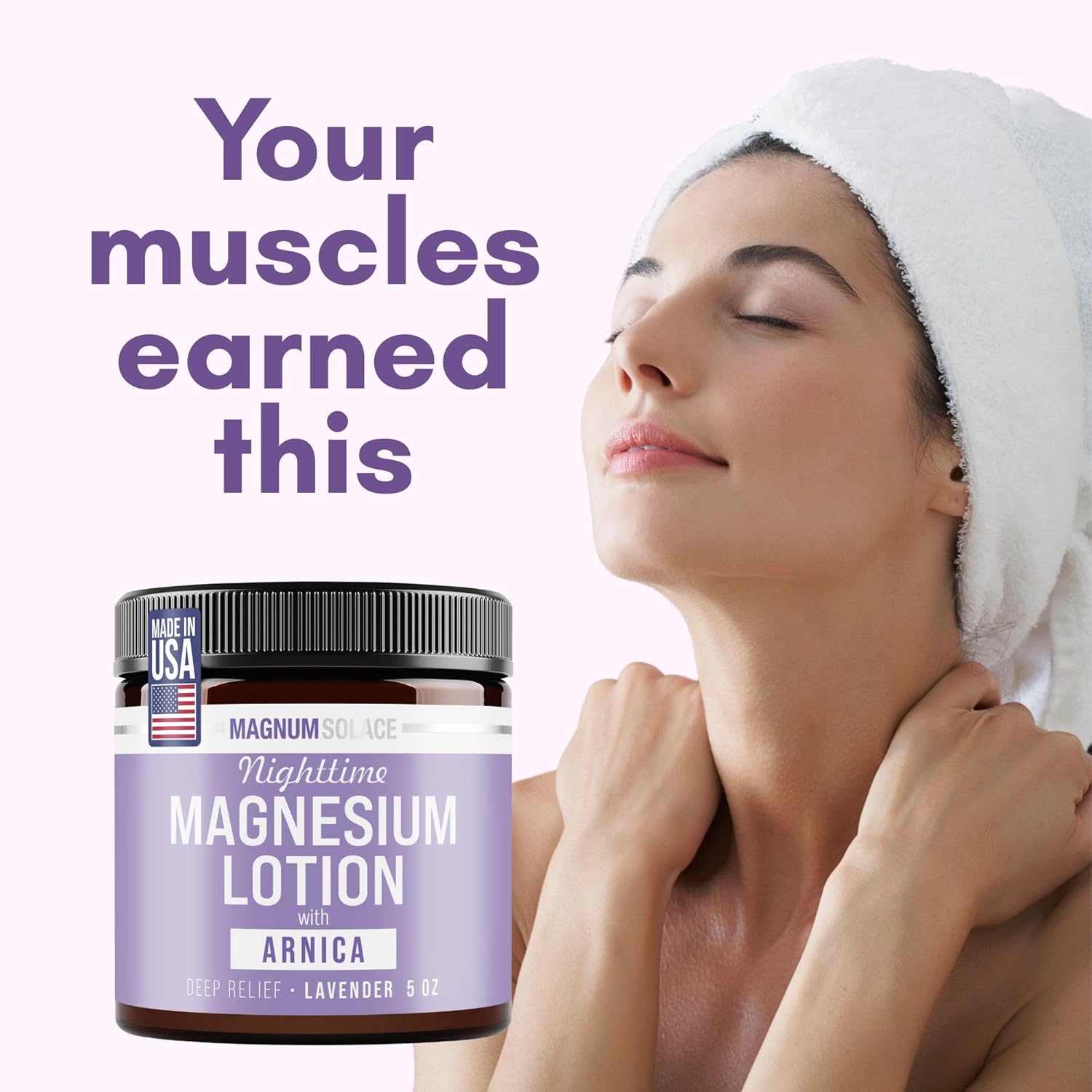 Nighttime Magnesium Lotion with Arnica by Magnum Solace, 5oz Lotion - Lavender