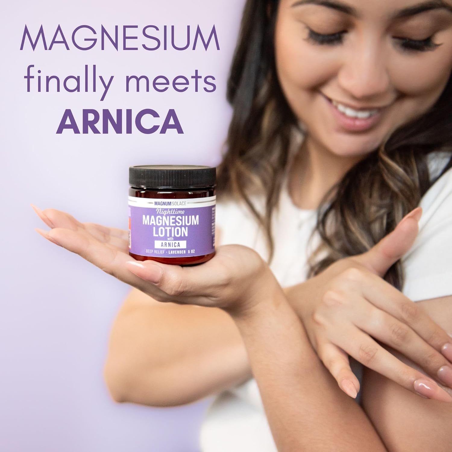 Nighttime Magnesium Lotion with Arnica by Magnum Solace, 5oz Lotion - Lavender