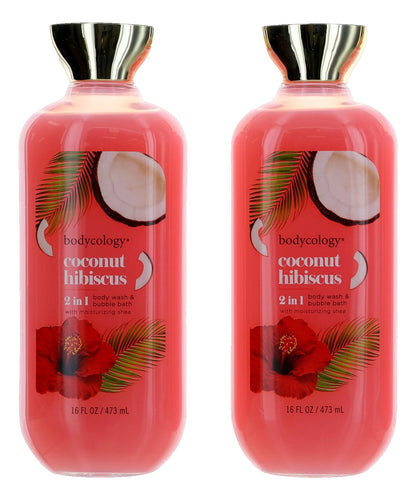 Coconut Hibiscus by Bodycology, 3 Pack 16oz 2 in 1 Body Wash & Bubble Bath women