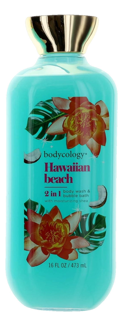 Hawaiian Beach by Bodycology, 3 Pack 16oz 2 in 1 Body Wash & Bubble Bath women