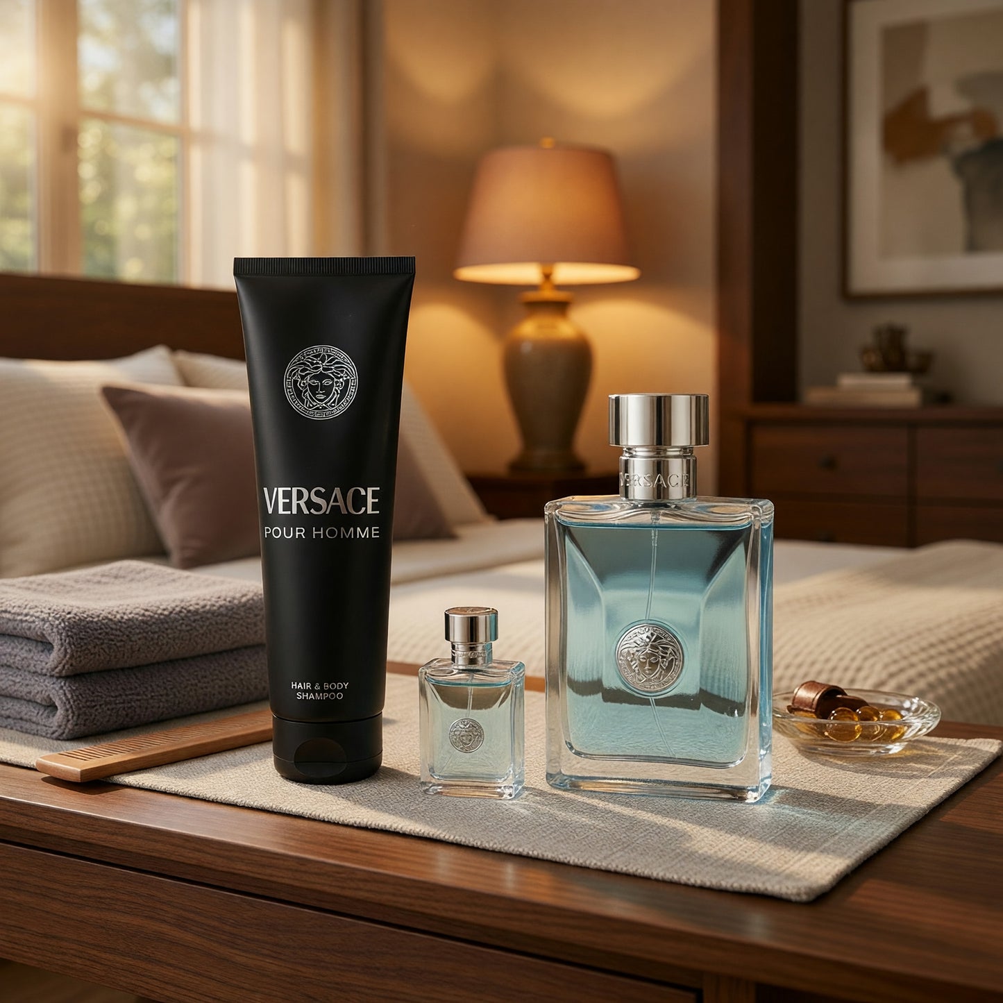 Versace Pour Homme by Versace, 3 Piece Set with 3.4 oz for Men